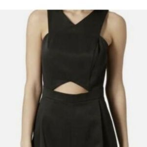 Topshop Black Pleated Romper With Cutout Size 10